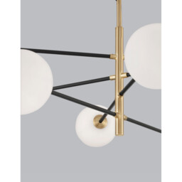 Vitra 8 Light Multi Arm Pendant Ceiling Light Satin Gold, Black Metal White Opal Glass LED G9 220 Volt - thumbnail 5