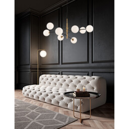 Vitra 8 Light Multi Arm Pendant Ceiling Light Satin Gold, Black Metal White Opal Glass LED G9 220 Volt - thumbnail 2