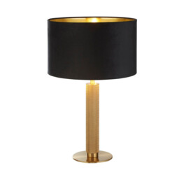 London Table Lamp Knurled Brass, Black Velvet Shade