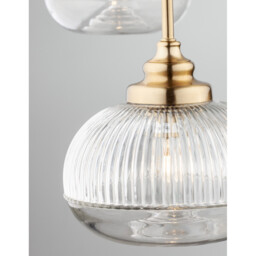 Mond 3 Light Cluster Pendant Ceiling Light Satin Gold Metal Clear Glass LED E14 - thumbnail 5