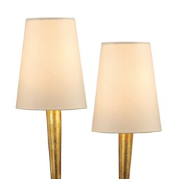 Paola Table Lamp 2 Light E14, Gold Painted with Cream Shades - thumbnail 5