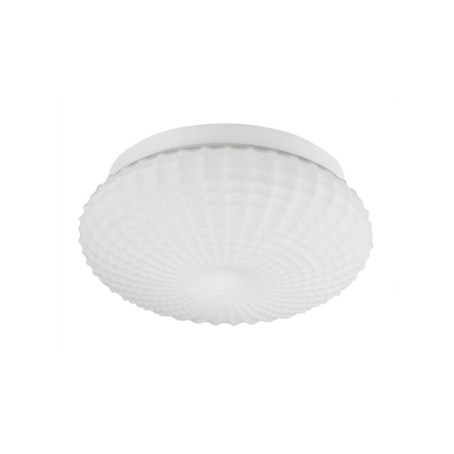 Clam 2 Light Bathroom Ceiling Light White Glass White Metal LED E27 IP44 - image 1