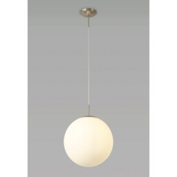 Miranda 40cm Ball Pendant 1 Light E27 Satin Nickel Suspension With Frosted White Glass Globe - thumbnail 2