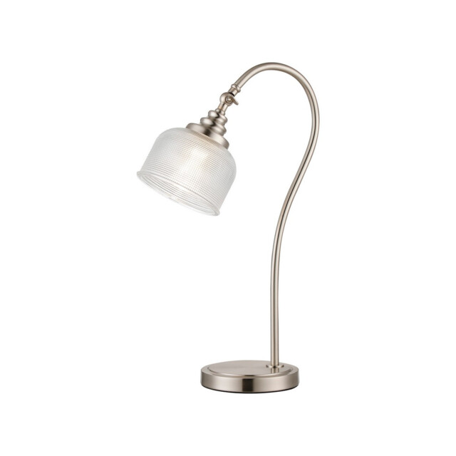 DeRuyter Table Lamp 1 Light E27 Satin Nickel/Clear Glass - image 1