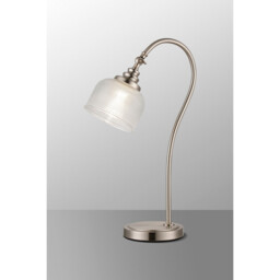 DeRuyter Table Lamp 1 Light E27 Satin Nickel/Clear Glass - thumbnail 3