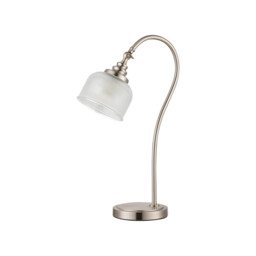 DeRuyter Table Lamp 1 Light E27 Satin Nickel/Clear Glass - thumbnail 5