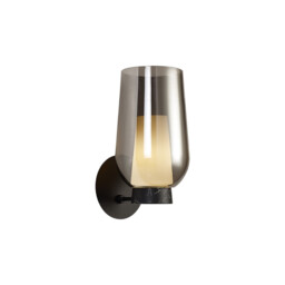 Nora Wall Lamp, 1 Light E27, Black/Black Marble/Chrome Glass With Frosted Inner - thumbnail 1