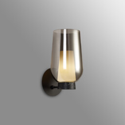 Nora Wall Lamp, 1 Light E27, Black/Black Marble/Chrome Glass With Frosted Inner - thumbnail 2