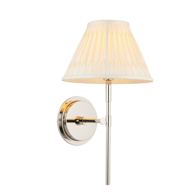 Rennes & Chatsworth Wall Lamp with Shade Bright Nickel Plate & Ivory Silk - End of Line - image 1
