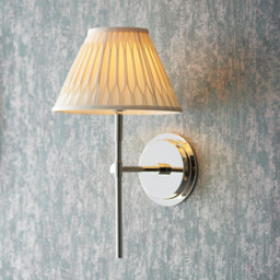 Rennes & Chatsworth Wall Lamp with Shade Bright Nickel Plate & Ivory Silk - End of Line - thumbnail 2