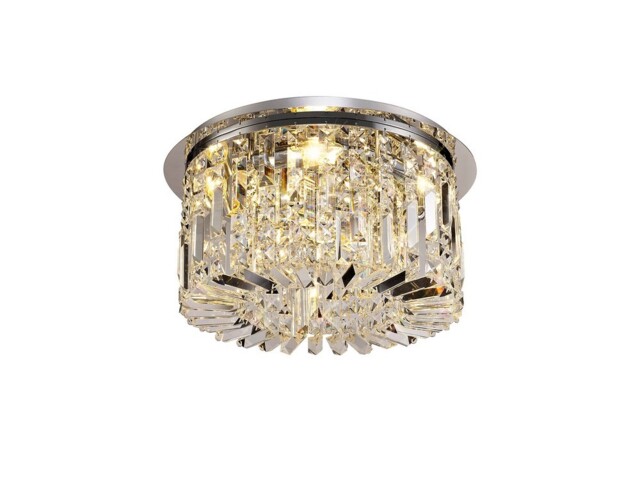 Wethersfield 45cm Round Flush Chandelier, 5 Light E14, Polished Chrome, Crystal - image 1