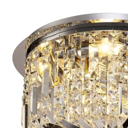 Wethersfield 45cm Round Flush Chandelier, 5 Light E14, Polished Chrome, Crystal - thumbnail 5