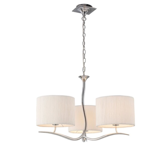 Eve Ceiling Pendant 3 Light E27, Polished Chrome with White Round Shade - image 1