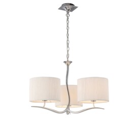 Eve Ceiling Pendant 3 Light E27, Polished Chrome with White Round Shade - thumbnail 1
