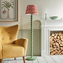 Higgledy Gloss Cotswold Green Paint Floor Lamp with Apricot Orange Fabric Zigzag Shade 35cm E27 - thumbnail 3