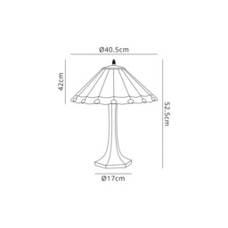 Worcester 2 Light Octagonal Table Lamp E27 With 40cm Tiffany Shade, Grey, Crystal, Aged Antique Brass - thumbnail 2