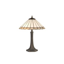 Worcester 2 Light Octagonal Table Lamp E27 With 40cm Tiffany Shade, Grey, Crystal, Aged Antique Brass - thumbnail 1