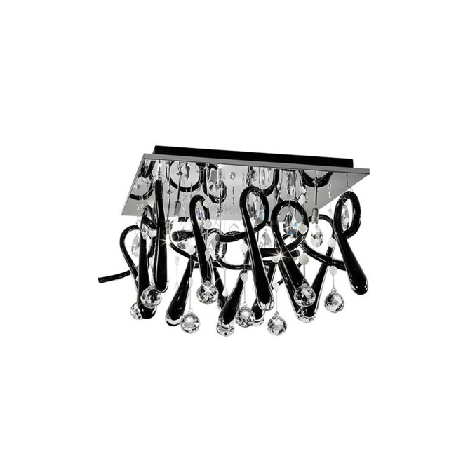 Class Flush Ceiling Square 10 Light G4 Polished Chrome/Black Glass/Crystal - image 1