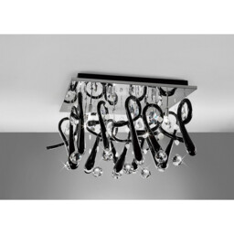 Class Flush Ceiling Square 10 Light G4 Polished Chrome/Black Glass/Crystal - thumbnail 2
