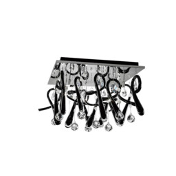 Class Flush Ceiling Square 10 Light G4 Polished Chrome/Black Glass/Crystal