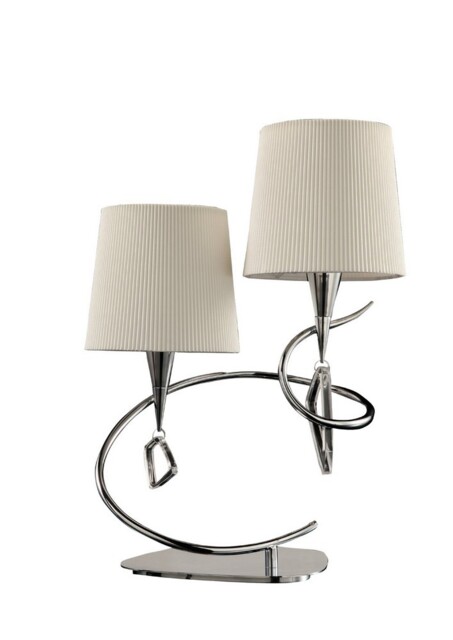 Mara Table Lamp 2 Light E14, Polished Chrome with Ivory White Shades - image 1