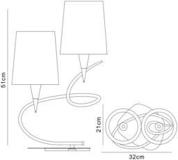 Mara Table Lamp 2 Light E14, Polished Chrome with Ivory White Shades - thumbnail 2