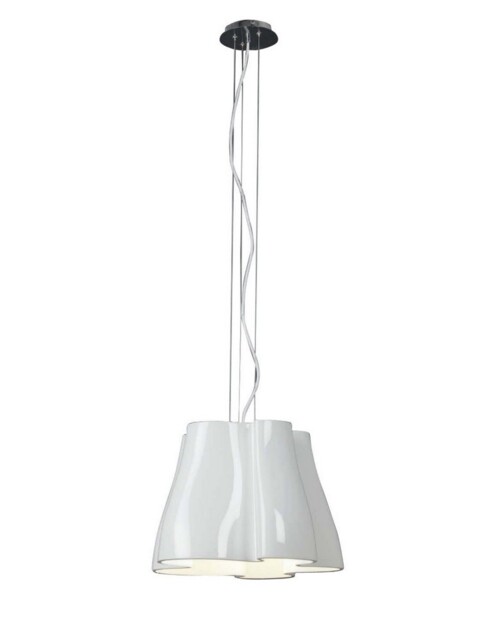 Miss Dome Ceiling Pendant 3 Light E27, Gloss White, Polished Chrome - image 1