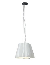 Miss Dome Ceiling Pendant 3 Light E27, Gloss White, Polished Chrome