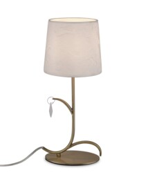 Andrea Table Lamp 45cm, Antique Brass, White Shades, White Crystal Droplets