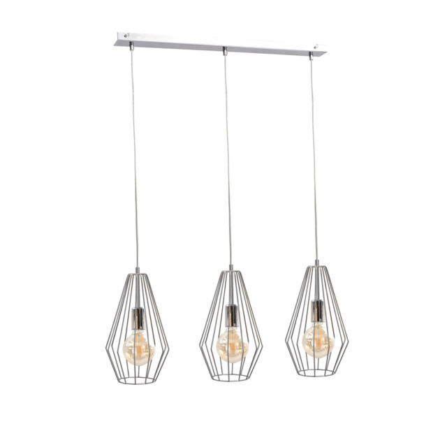 Lex Bar Pendant Ceiling Light Silver, 60cm, 3x E27