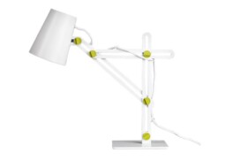 Looker Table Task Lamp 1 Light E27, Matt White, Green - thumbnail 1
