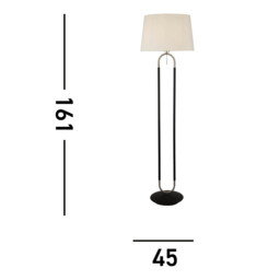 Jazz 1 Light Floor Lamp, Satin Silver And Black, White Velvet Shade Pull Switch - thumbnail 3