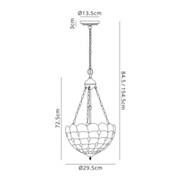 Lincoln 2 Light Uplighter Ceiling Pendant E27 With 30cm Tiffany Shade, Beige, Clear Crystal, Aged Antique Brass - thumbnail 2