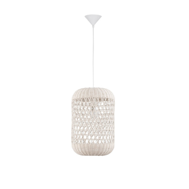 Aurora Dome Pendant Ceiling Light White Rattan White Fabric Wire, Base LED E27 - image 1