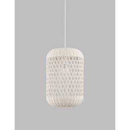 Aurora Dome Pendant Ceiling Light White Rattan White Fabric Wire, Base LED E27 - thumbnail 3