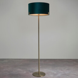 Hayfield Floor Lamp Matt Antique Brass Plate, Green Velvet Shade - thumbnail 2