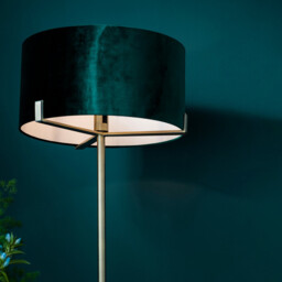 Hayfield Floor Lamp Matt Antique Brass Plate, Green Velvet Shade - thumbnail 5