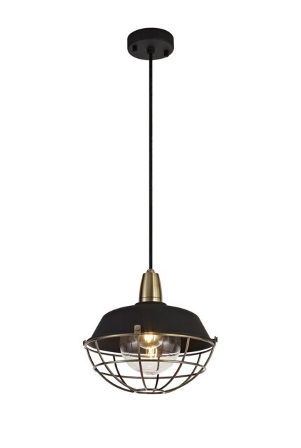 Germantown Ceiling Pendant, 1 Light E27, IP65, Matt Black, Antique Brass - image 1
