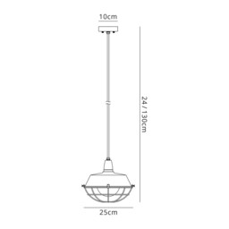 Germantown Ceiling Pendant, 1 Light E27, IP65, Matt Black, Antique Brass - thumbnail 2