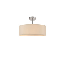 Baymont Polished Chrome 5 Light E27 Drop Flush, With 45cm x 15cm Faux Silk Shade, Ivory Pearl/White Laminate - thumbnail 1