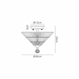 Dresden 2 Light Semi Flush Ceiling Lamp E27 With Cone 30cm Glass Shade Matt Black, Clear - thumbnail 2