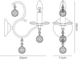Zinta Wall Lamp Switched 1 Candle Light French Gold, Crystal - thumbnail 3