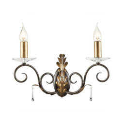Amarilli 2 Light Indoor Candle Wall Light Gold, Floral Leaves Design , E14 - thumbnail 1