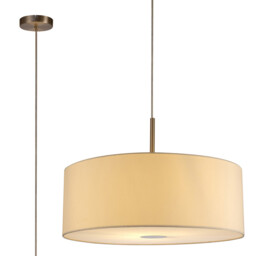 Baymont Satin Nickel E27 Single Pendant With 60cm Faux Silk Shade, Ivory Pearl/White Laminate