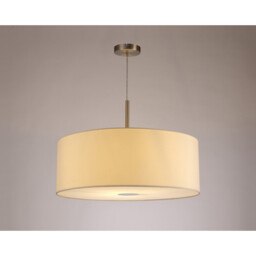 Baymont Satin Nickel E27 Single Pendant With 60cm Faux Silk Shade, Ivory Pearl/White Laminate - thumbnail 2