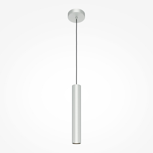 Pro Focus Modern Slim Pendant Ceiling Light Silver 1xGU10 Grey Shade - image 1