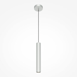 Pro Focus Modern Slim Pendant Ceiling Light Silver 1xGU10 Grey Shade - thumbnail 1