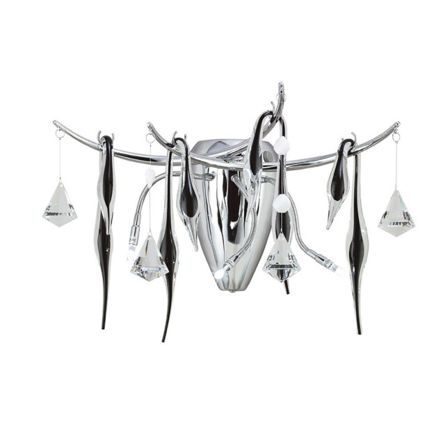 Cygnet Wall Lamp 3 Light G4 Polished Chrome/Black Glass/Crystal, NOT LED/CFL Compatible - image 1