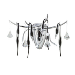 Cygnet Wall Lamp 3 Light G4 Polished Chrome/Black Glass/Crystal, NOT LED/CFL Compatible - thumbnail 1
