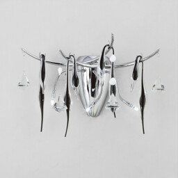 Cygnet Wall Lamp 3 Light G4 Polished Chrome/Black Glass/Crystal, NOT LED/CFL Compatible - thumbnail 2